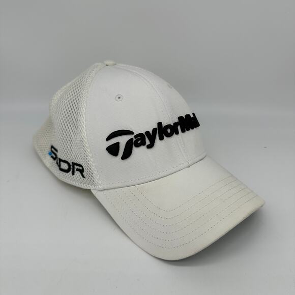 TaylorMade Hat Cap Fitted Mens White Flex Tour Preferred SLDR Golfing Golf S/M - Picture 1 of 14